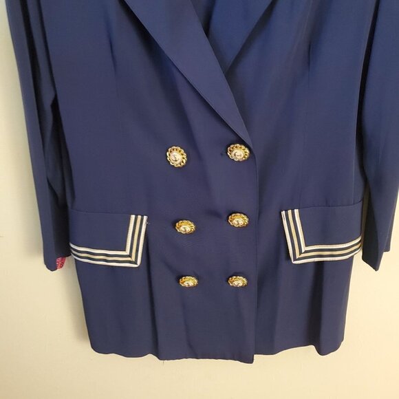 Maggie Lawrence Vintage Nautical Sailor Double Breated Blazer Size 12 - Picture 3 of 8